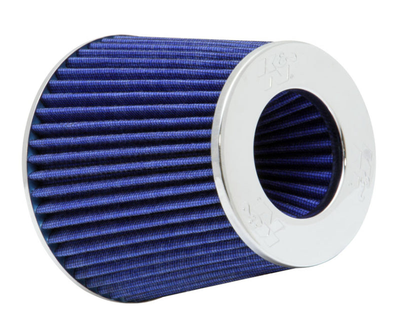 K&N Universal Air Filter Chrome Round Tapered Blue - 4in Flange ID x 1.125in Flange Length x 5.5in H