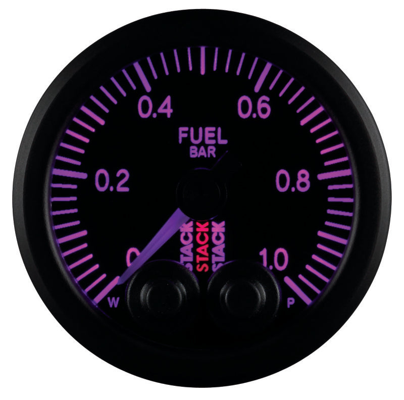 Autometer Stack 52mm 0-1 Bar M10 Male Pro-Control Fuel Pressure Gauge - Black