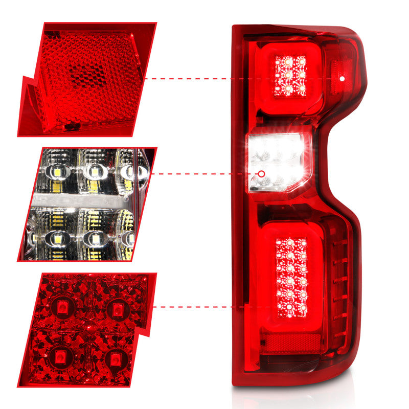 Anzo 19-21 Chevy Silverado Work Truck Full LED Tailights Chrome Housing Red Lens G2(w/C Light Bars)