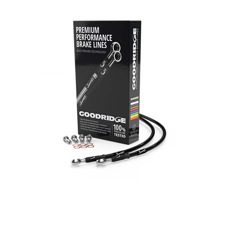 Goodridge 00-03 H-D FLSTS Softail Heritage Springer (w/o ABS) Clear Rear Brake Line w/Black Fittings