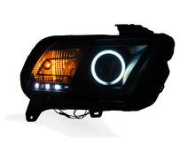 Load image into Gallery viewer, Raxiom 13-14 Ford Mustang w/ Factory HIDLED Halo Projector Headlights- Black Housing (Smoked Lens)