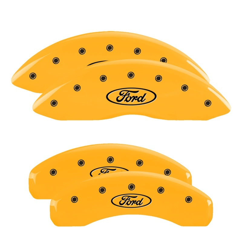 MGP 4 Caliper Covers Engraved Front & Rear Oval Logo/Ford Yellow Finish Black Char 2009 Ford F-150