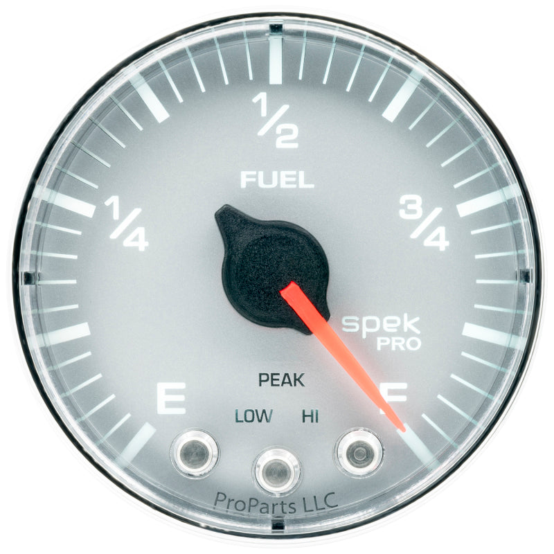 Autometer Spek-Pro Gauge Fuel Level 2 1/16in 0-270 Programmable Slvr/Chrm