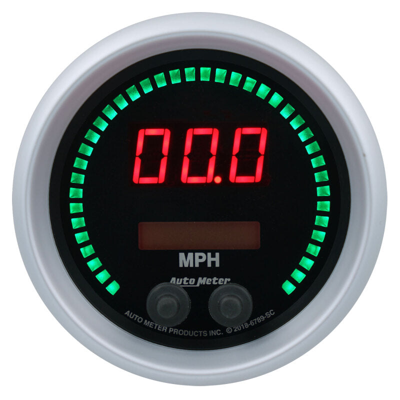 Autometer 85.7mm Black Switchable 260 MPH / 260 KM/H Speedometer Sport-Comp Elite Digital Gauge