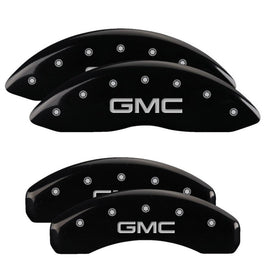 MGP 4 Caliper Covers Engraved F&R 21-22 GMC Yukon/XL - GMC Black w/ Silver Characters