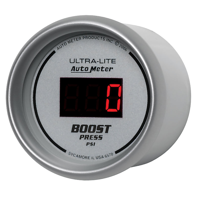 Autometer Ultra-Lite 2-1/16in 5-60 PSI Digital Boost Pressure Gauge - Silver