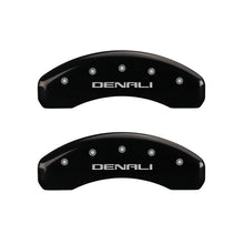 Load image into Gallery viewer, MGP 4 Caliper Covers Engraved Front &amp; Rear Denali Black Finish Silver Char 2017 GMC Canyon