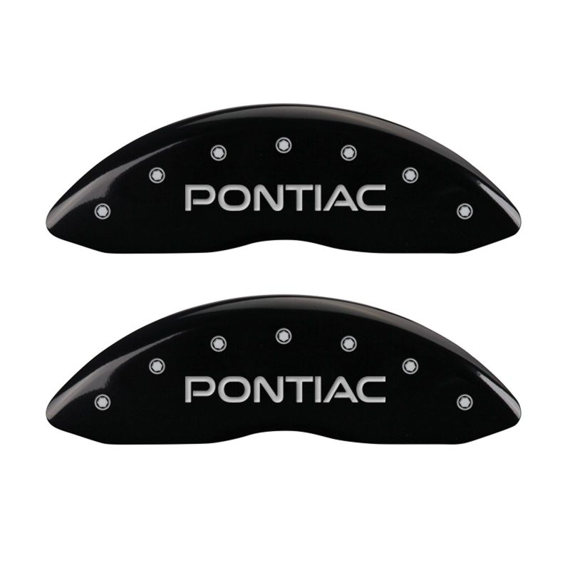 MGP 4 Caliper Covers Engraved Front & Rear Pontiac Black Finish Silver Char 2004 Pontiac GTO