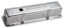 Load image into Gallery viewer, Moroso Chevrolet Small Block Valve Cover - w/Baffle - Stamped Steel Chrome Plated - Pair