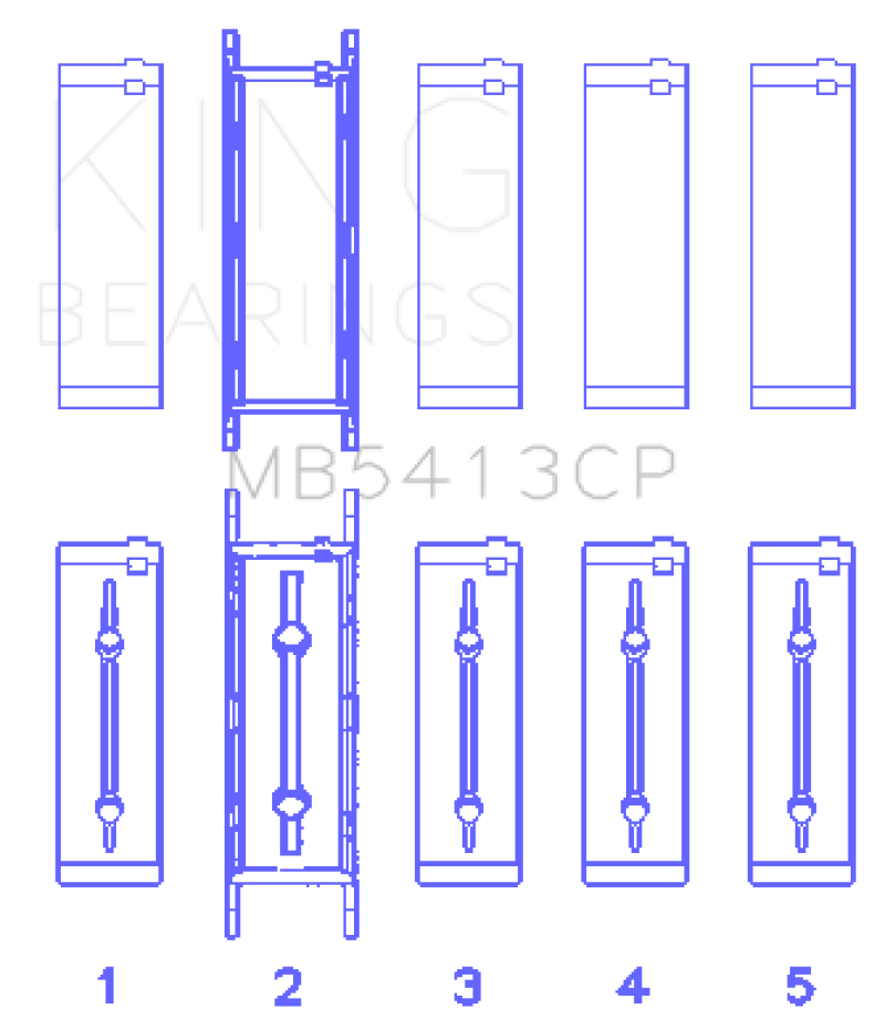 King Engine Bearings Opel LNF/LSJ/L42/61/Z22SE Crankshaft Main Bearing Set (Set of 5)