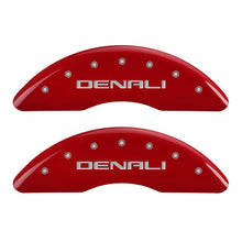 Load image into Gallery viewer, MGP 4 Caliper Covers Engraved Front &amp; Rear Denali Red finish silver ch