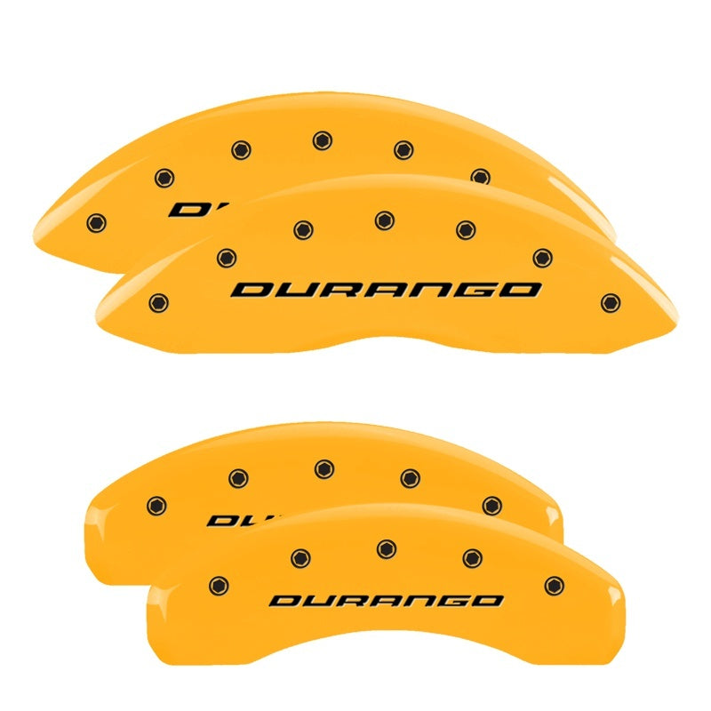 MGP 4 Caliper Covers Engraved Front & Rear MGP Yellow Finish Black Char 2007 Dodge Durango