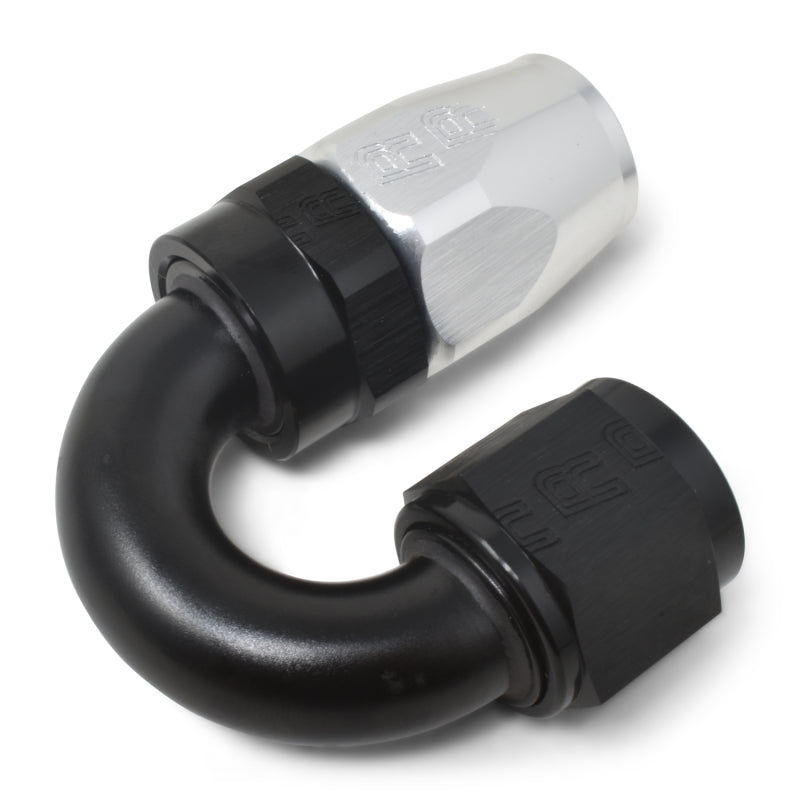 Russell Performance -12 AN Black/Silver 180 Degree Tight Radius Full Flow Swivel Hose End