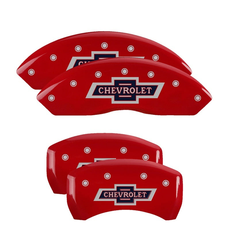 MGP 4 Caliper Covers Engraved F & R 100 Anniversary Red Finish Silver Char 2019 Chevrolet Colorado