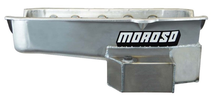 Moroso 86-Up Chevrolet Small Block (w/1 Pc Seal) Road Race Wet Sump 7qt 7.5in Steel Oil Pan - Black