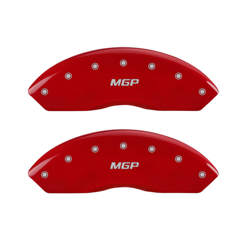 MGP 4 Caliper Covers Engraved Front & Rear MGP Red Finish Silver Char 2018 Subaru Impreza