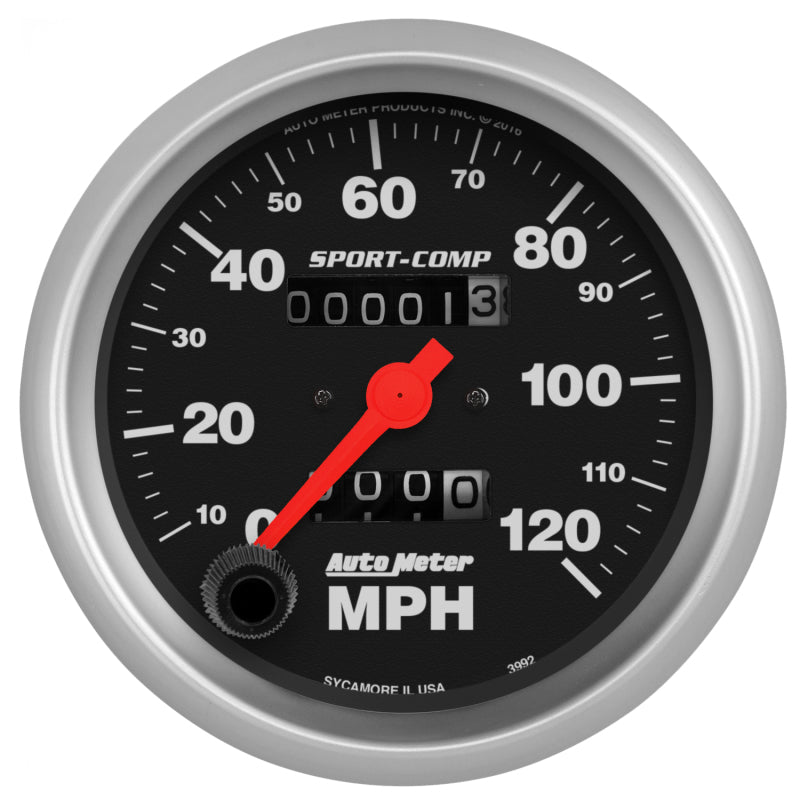 Autometer Sport-Comp 3-3/8 inch 120 MPH Mechanical Speedometer