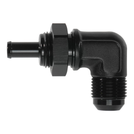 DeatschWerks 10AN Male Flare Bulkhead to 3/8in Hose Barb 90-Degree