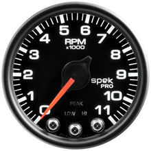 Load image into Gallery viewer, Autometer Spek-Pro Gauge Tach 2 1/16in 11K Rpm W/ Shift Light &amp; Peak Mem Blk/Blk