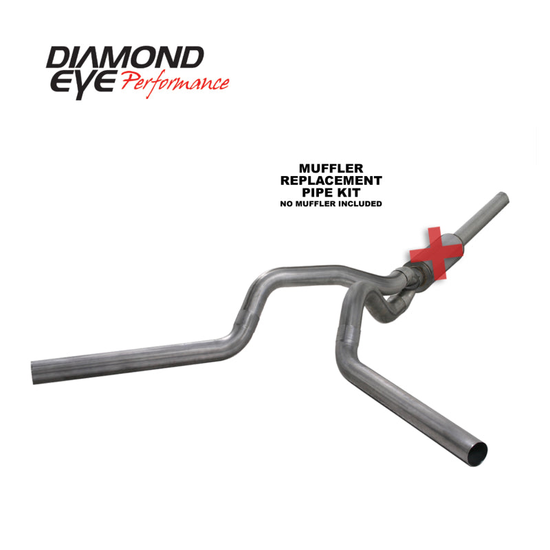 Diamond Eye KIT 4in Catback MFLR RPLCMENT PIPE DUAL SS: 2004.5-2007.5 DODGE CUMMINS 600