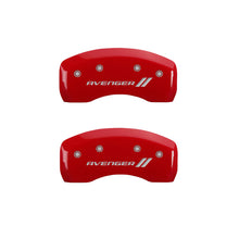 Load image into Gallery viewer, MGP 4 Caliper Covers Engraved Front &amp; Rear With stripes/Avenger Red finish silver ch