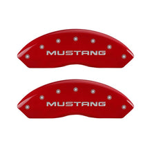 Load image into Gallery viewer, MGP 4 Caliper Covers Engraved Front Mustang Engraved Rear SN95/GT Red finish silver ch