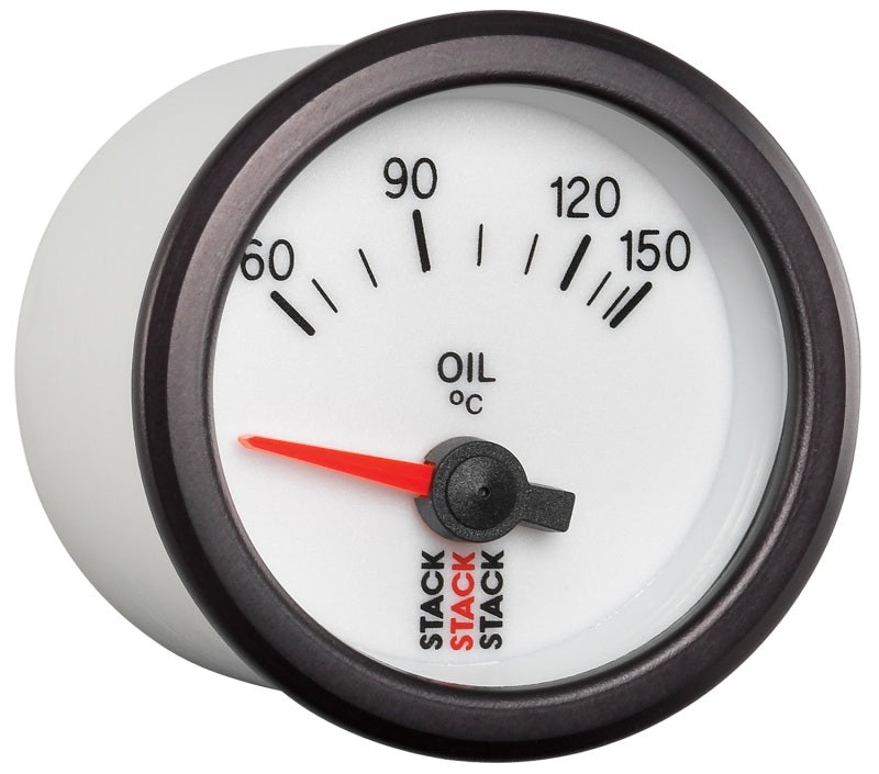 Autometer Stack 52mm 60-150 Deg C M10 Male Electric Oil Temp Gauge - White