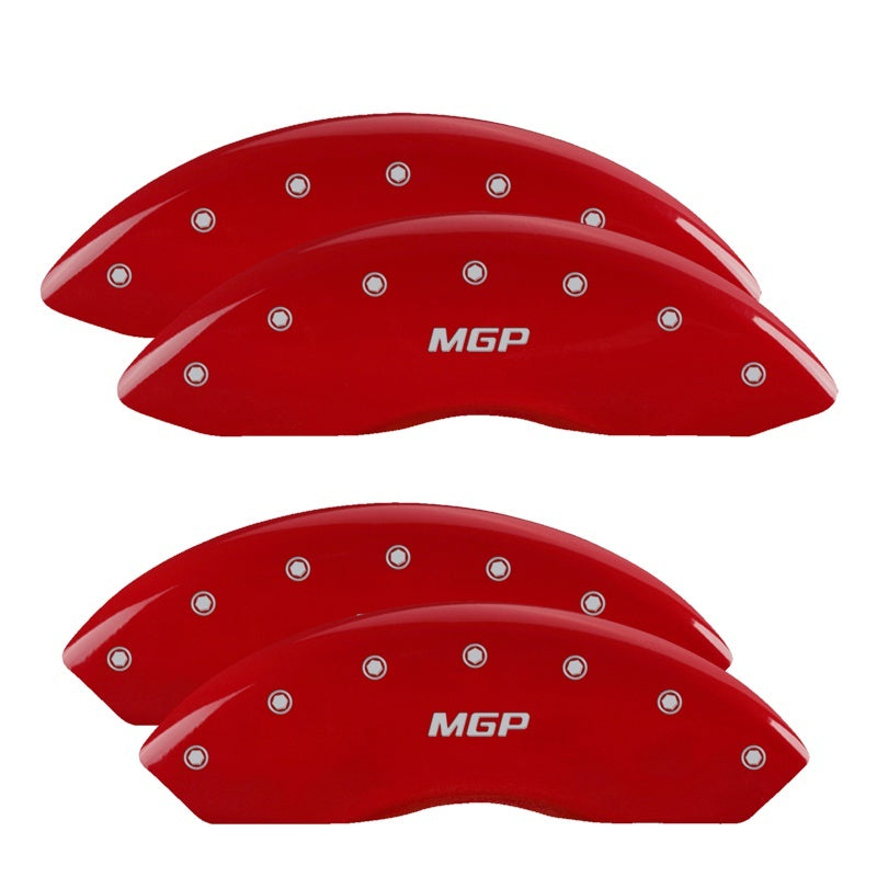 MGP 4 Caliper Covers Engraved Front & Rear MGP Red Finish Silver Char 2010 GMC Savana 3500