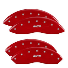 Load image into Gallery viewer, MGP 4 Caliper Covers Engraved Front &amp; Rear MGP Red Finish Silver Char 2014 Chevrolet Express 2500