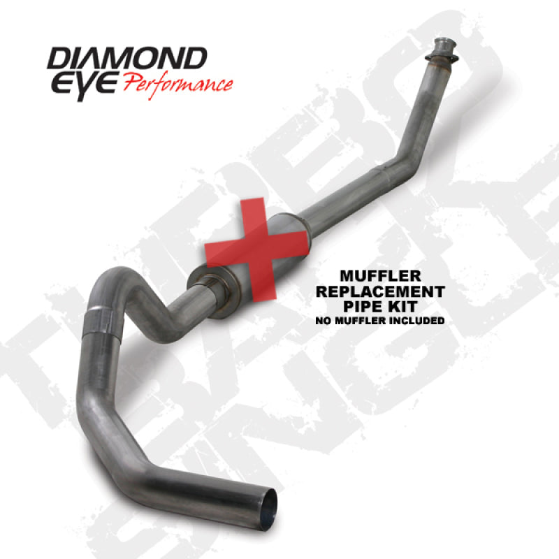 Diamond Eye KIT 4in Turbo Back MFLR RPLCMENT PIPE SGL SS: 98.5-02 DODGE CUMMINS 5.9L
