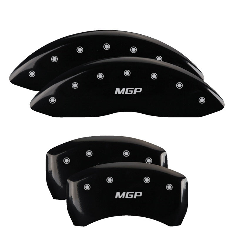 MGP 4 Caliper Covers Engraved Front & Rear MGP Black Finish Silver Char 2019 Chevrolet Malibu