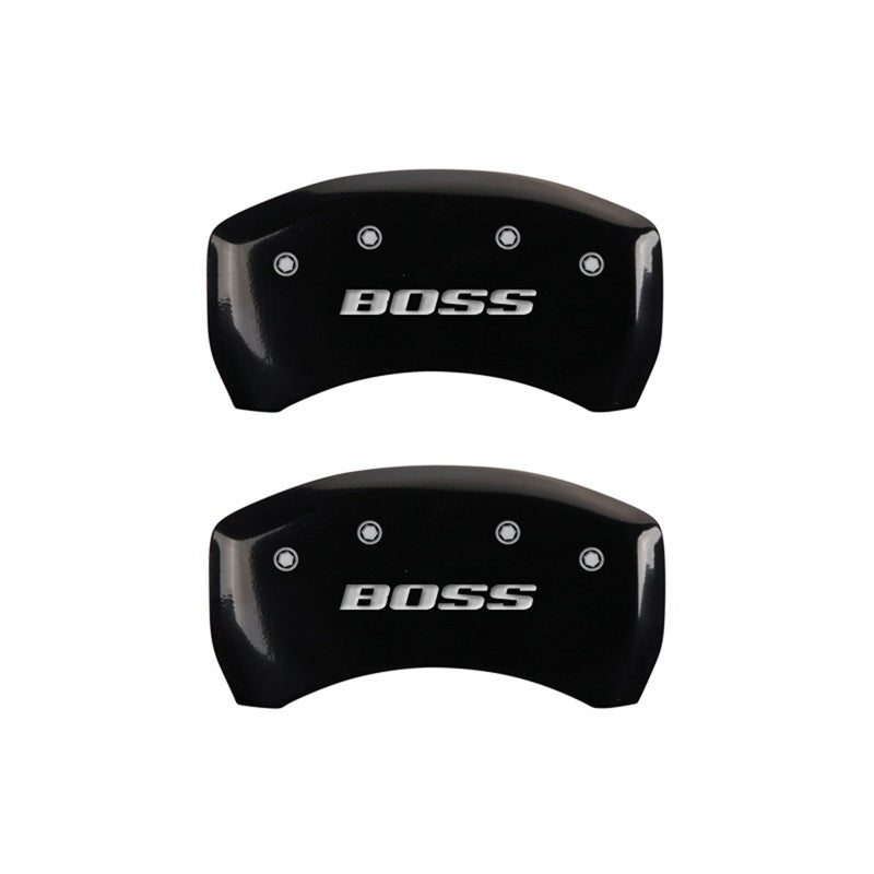 MGP Rear set 2 Caliper Covers Engraved Rear Boss Black finish silver ch