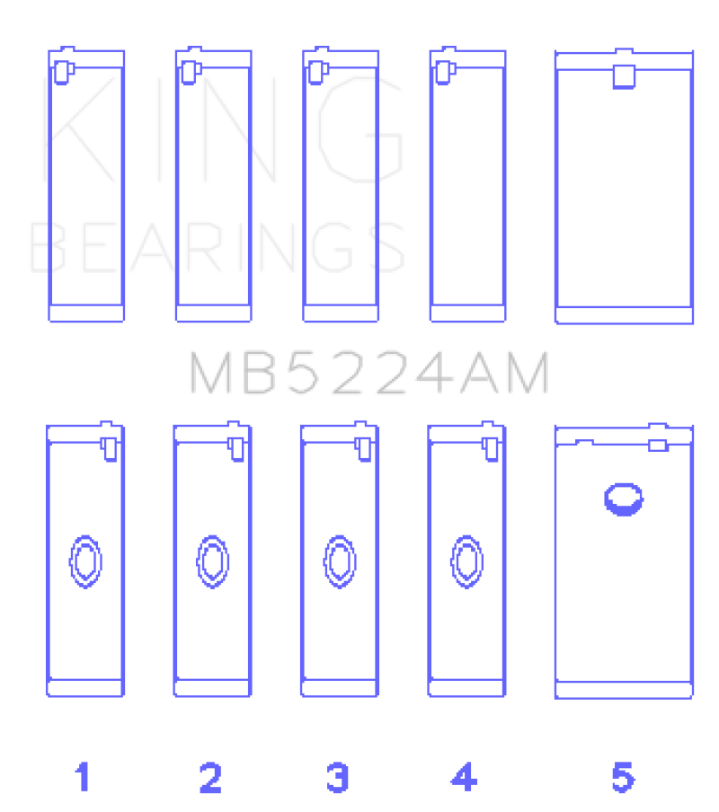 King Engine Bearings General Motors 400CI 6.6L V8 OHV Crankshaft Main Bearing Set (Set of 5)