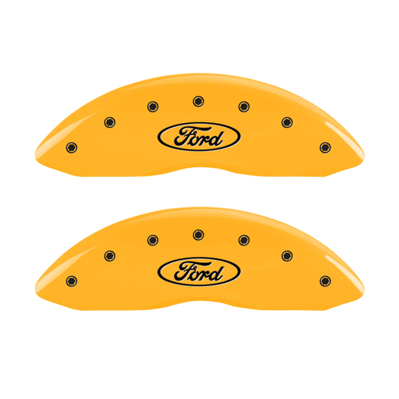 MGP 4 Caliper Covers Engraved F & R Oval Logo/Ford Yellow Finish Black Char 2003 Ford Crown Victoria