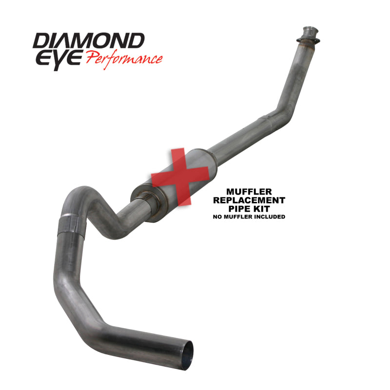 Diamond Eye KIT 4in Turbo Back MFLR RPLCMENT PIPE SGL SS: 98.5-02 DODGE CUMMINS 5.9L