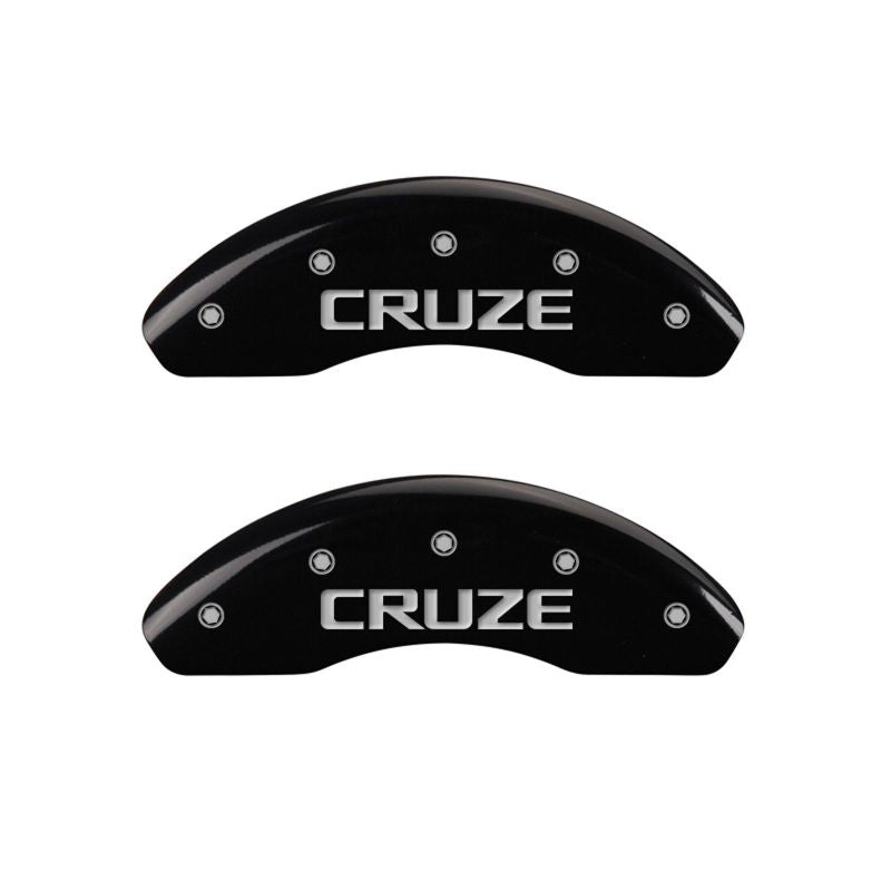 MGP 4 Caliper Covers Engraved Front & Rear Cruze Black Finish Silver Char 2017 Chevrolet Cruze