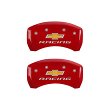 Load image into Gallery viewer, MGP 4 Caliper Covers Engraved Front &amp; Rear Chevy racing Red finish silver ch