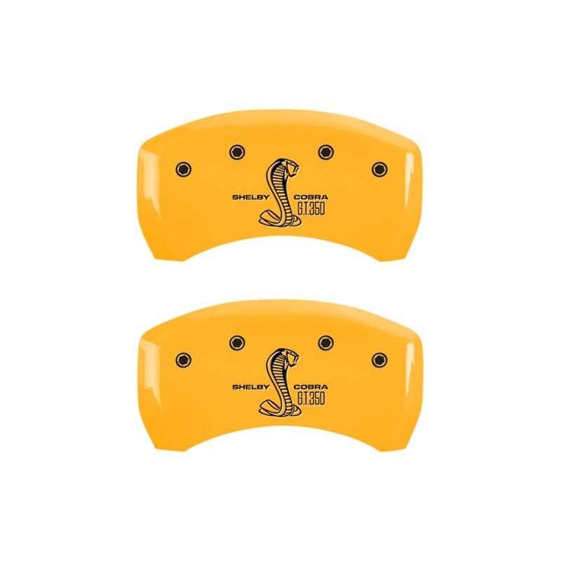 MGP Rear set 2 Caliper Covers Engraved Rear GT350 Shelby & Cobra Yellow finish black ch