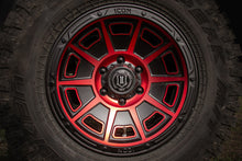 Load image into Gallery viewer, ICON Victory 17x8.5 6x120 0mm Offset 4.75in BS Satin Black w/Red Tint Wheel