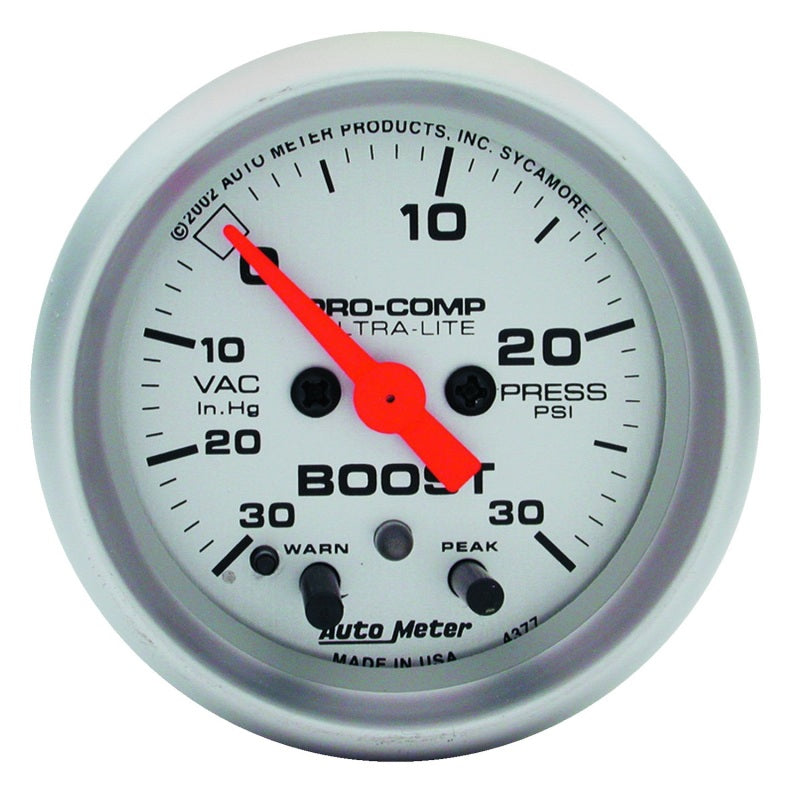 Autometer Ultra-Lite 52mm 15 PSI Electronic Boost Gauge  w/ Peak & Warn