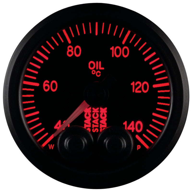 Autometer Stack 52mm 40-140 Deg C 1/8in NPTF Male Pro-Control Oil Temp Gauge - Black