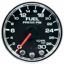 Load image into Gallery viewer, Autometer Spek-Pro Gauge Fuel Press 2 1/16in 30psi Stepper Motor W/Peak &amp; Warn Blk/Chrm