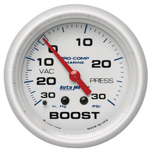 Load image into Gallery viewer, Autometer Marine White Gauge 2-5/8in Mechanical Vacuum/Boost Gauge 30INHG-30PSI