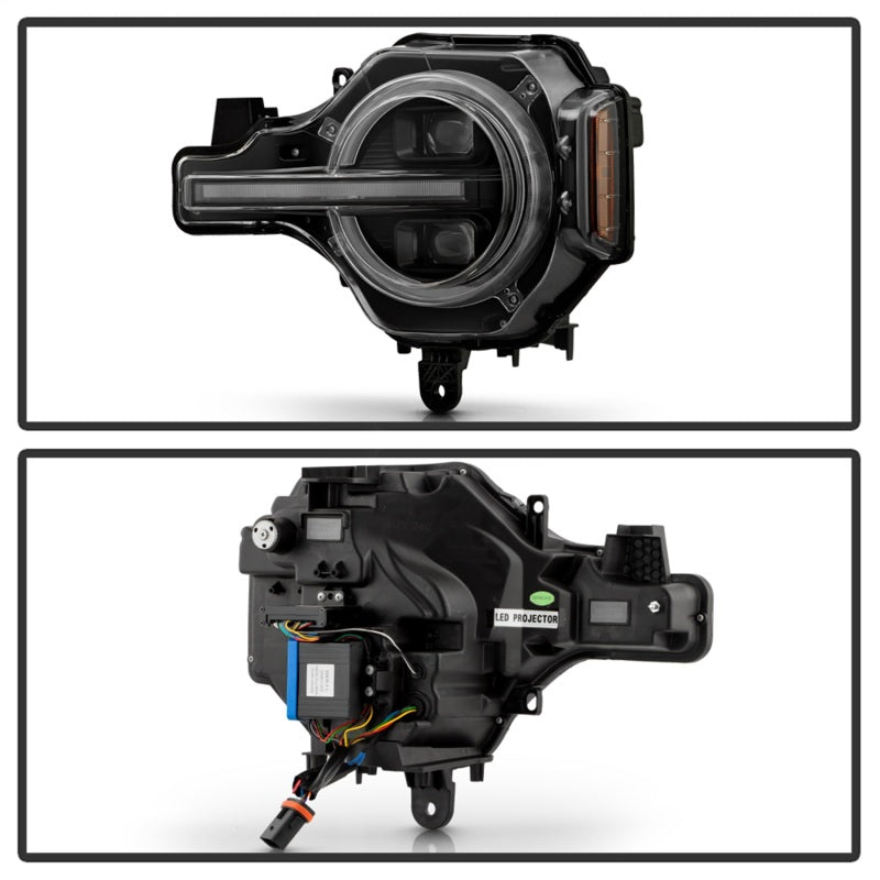 Spyder 21-24 Ford Bronco High-Power LED Headlights - Black (PRO-YD-FB21LEDAP-SEQSBGR-BK)