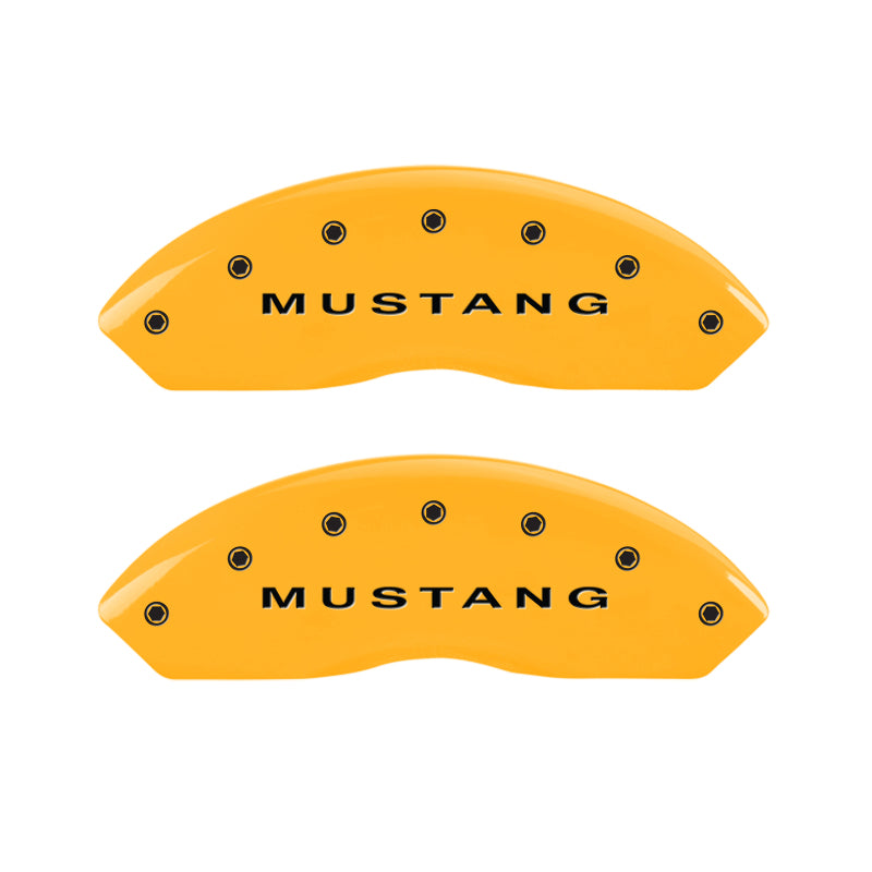 MGP 4 Caliper Covers Engraved Front Mustang Rear Bar & Pony Yellow Finish Blk Char 2006 Ford Mustang