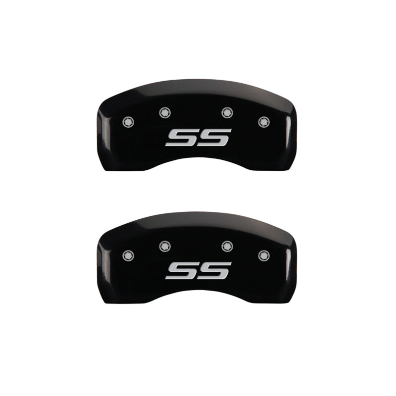 MGP 4 Caliper Covers Engraved Front & Rear Monte Carlo style/SS Black finish silver ch