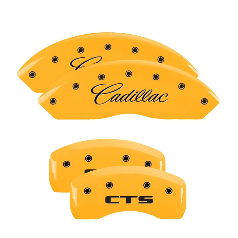 MGP 4 Caliper Covers Engraved Front Cadillac Rear CTS Yellow Finish Black Char 2004 Cadillac CTS