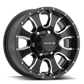 Raceline 860M Mamba 16x6in / 8x165.1 BP / 0mm Offset / 4.90mm Bore - Black & Machined Wheel