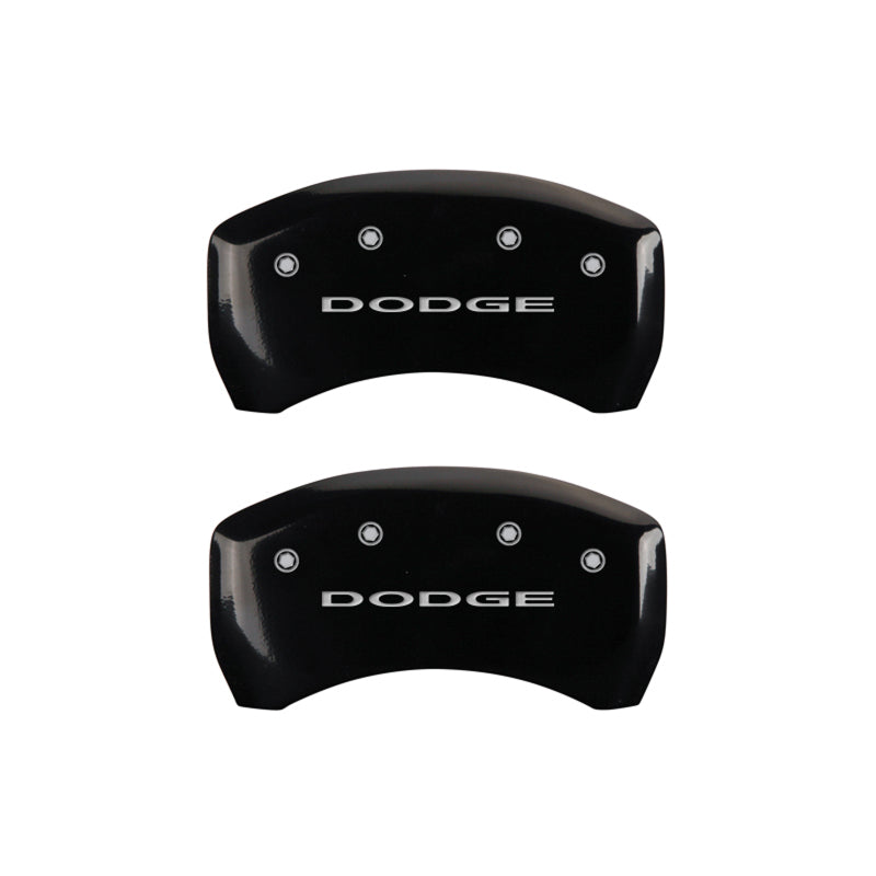 MGP 4 Caliper Covers Engraved Front & Rear With out stripes/Dodge Black finish silver ch