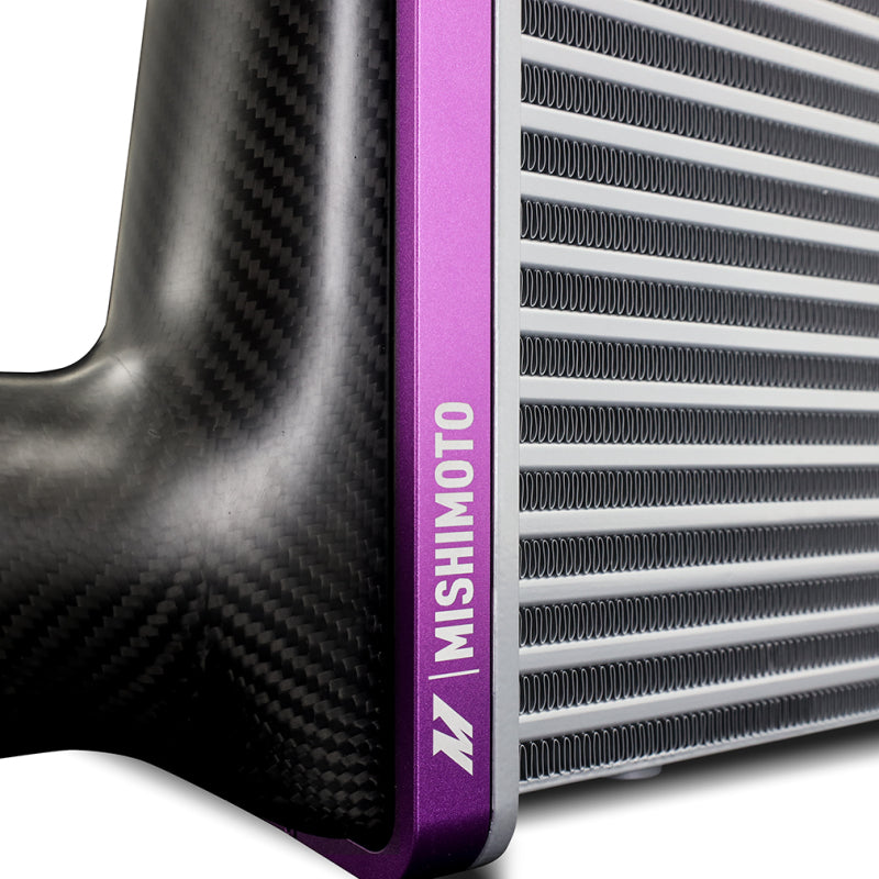 Mishimoto Universal Carbon Fiber Intercooler - Gloss Tanks - 450mm Silver Core - C-Flow - R V-Band